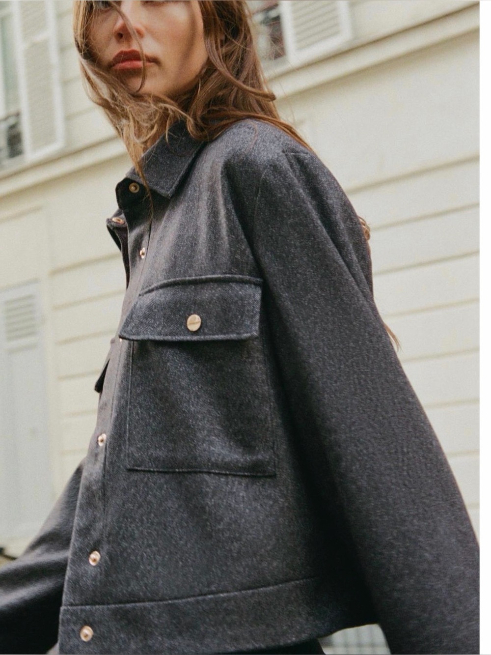 Zara Charcoal Gray Utility Shirt Jacket